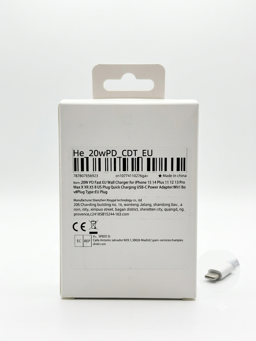 Carregador de Parede Turbo 20W USB-C – Carregamento Rápido (Padrão BR/PT)