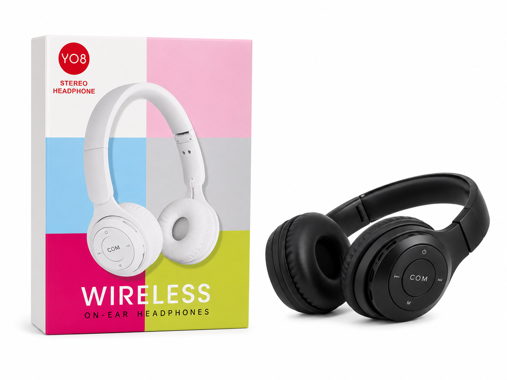 Fone de Ouvido Bluetooth Y08 Wireless Estéreo com Microfone – Preto